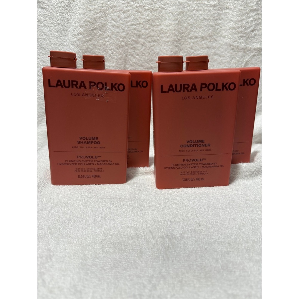 Laura Polko Volume Shampoo and Conditioner Set Bottles 13.5oz Collagen Macadamia